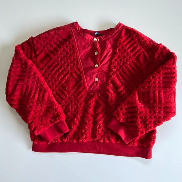 Tommy Hilfiger Vibrant Red Pullover Sherpa Sweater S XL - Picture 6 of 15